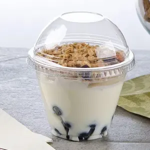 Gelas Yoghurt Plastik Es Bening Sekali Pakai dengan Tutup