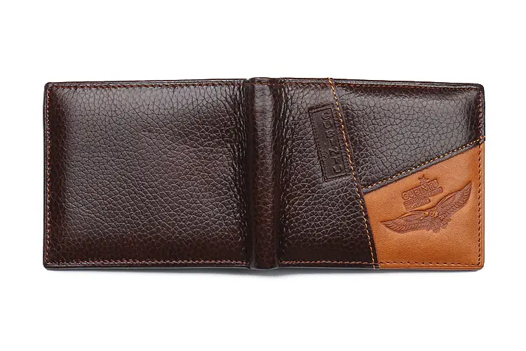 Billetera corta de cuero genuino con diseño personalizado para hombre, billetera corta con bloqueo Rfid para dinero y tarjetas