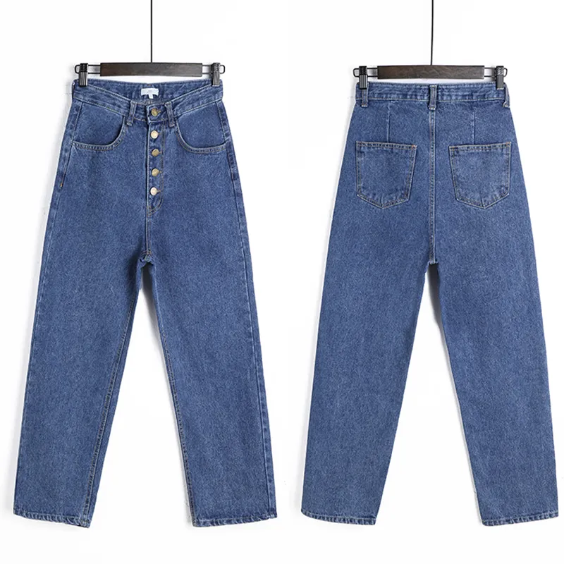Bf stil jeans lose große größe fünf taste hosen Bleach Wash Loose Jeans 2018 New Arrival Mid Waist Wide Leg