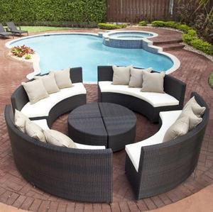 Set di Divani Circolari in <span class=keywords><strong>Vimini</strong></span> di Alta Qualità per Bordo Piscina, Arredamento da Giardino in <span class=keywords><strong>Vimini</strong></span> - Product Image 3