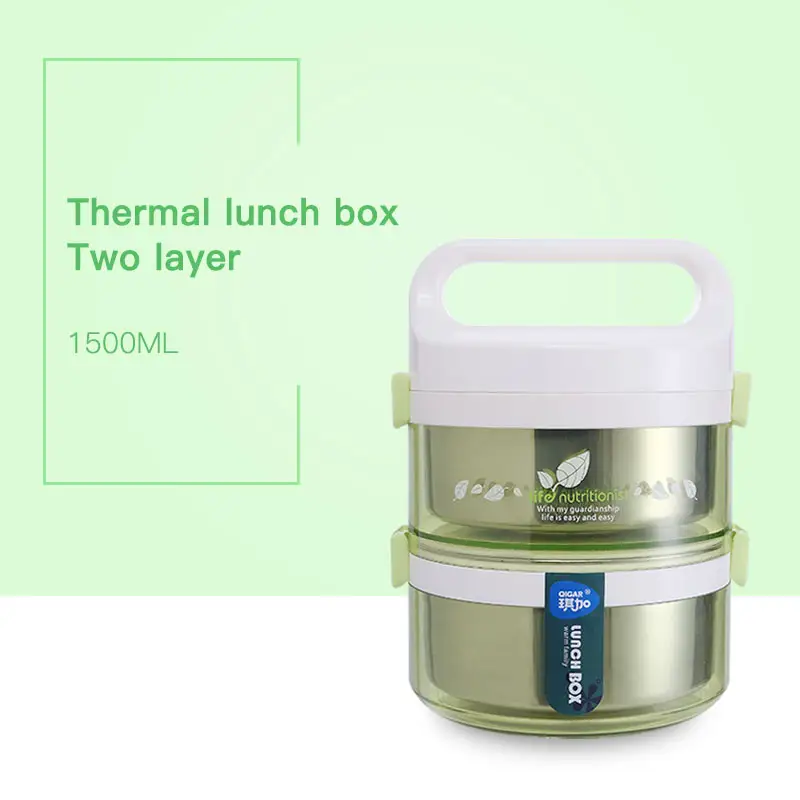 Economic color round double layer bentobox plastic stainless steel insulated food lunch boxes