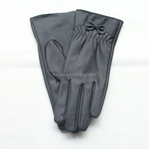 Negro de piel de <span class=keywords><strong>oveja</strong></span> barato guantes de cuero para mujeres - Product Image 1