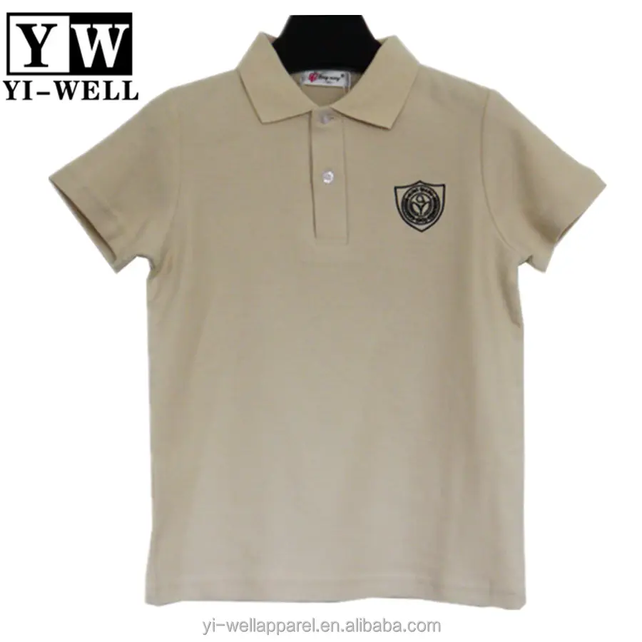 Camiseta polo com emblema personalizado, uniforme escolar algodão 100%