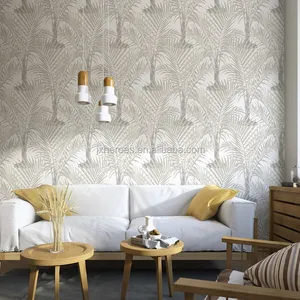东南亚风格的棕榈树图案客厅卧室装饰壁纸
