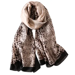 Wholesale 2018 hot sale red chiffon scarf fashion luxury 3colors newest long leopard print chinese silk scarf