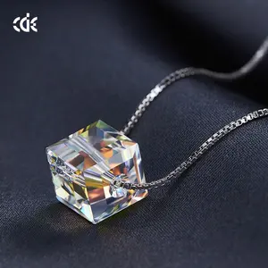 CDE YN0512 bijoux minimalistes Sublimation 2023 collier carré pour femmes plaqué rhodium multi-couleurs cristal Cubes collier