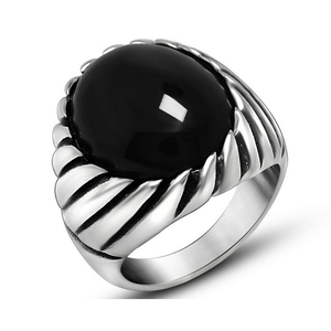 Anillos de titanio de acero inoxidable para los hombres estilo retro Gete Shi ágata masculina barato con gruesa - Product Image 3