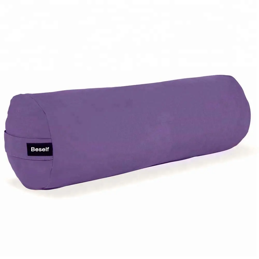 Private Laberl Supportive Cotton Yoga Bolster Oblong Shape Pillow With Handle
