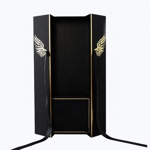 Scatola nera d'imballaggio del regalo del fiore fresco di lusso della <span class=keywords><strong>doppia</strong></span> porta dell'ala del bollo dell'oro - Product Image 4