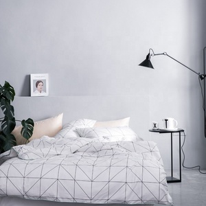 Bed Four <strong>Sets</strong> <strong>Black</strong> White Checks <strong>Duvet</strong> Geometry Pattern Alternative Comforter Quilt - Product Image 3