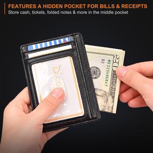 <span class=keywords><strong>Porte</strong></span>-cartes fin minimaliste, portefeuille de poche avant pour <span class=keywords><strong>homme</strong></span>, en <span class=keywords><strong>cuir</strong></span>, avec protection RFID pour cartes de crédit - Product Image 4