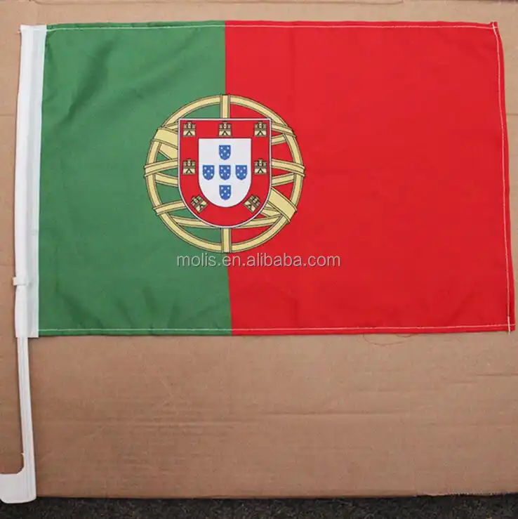 Bandeira com pólo para futebol de poliéster portugal