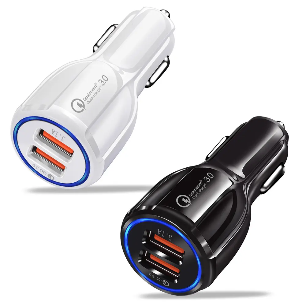 Hot sale qc3.0 qc3.1 small fast car charger adapter cigarette lighter dual usb car charger for mobile phone