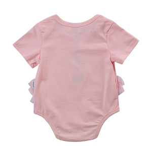 95% コットン5% スパンデックスソフトストレッチコットンスワンレースロンパースベビーガール服半袖キッズボディスーツ