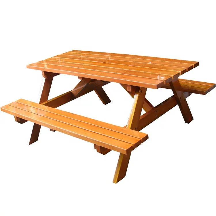 Venta de fábrica BANCO DE 2 asientos de madera de 1500mm de longitud con mesa, juego de mesa de Banco de madera