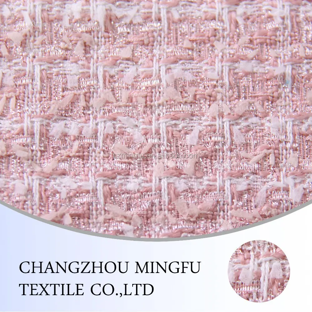 Popüler pembe renk jakarlı polyester karışımı naylon ve ipek veya akrilik kumaş, antistatik