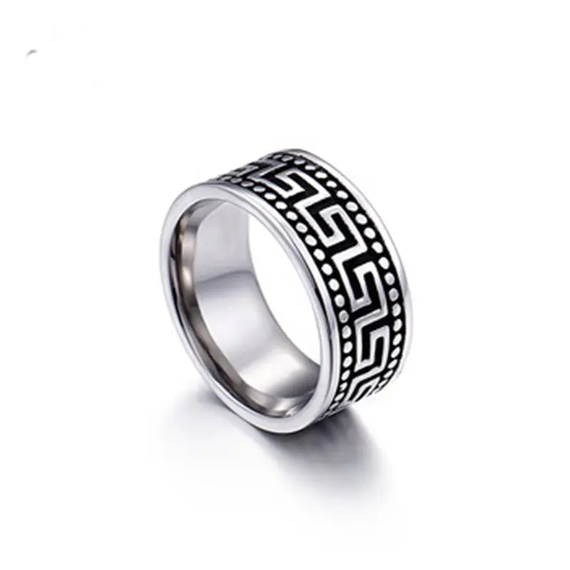 Retro Styles Silver Plated 316L Stainless Steel Men Engrave Ring