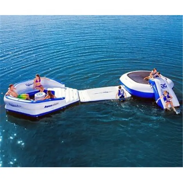 Надувной плавающий остров для вечеринки/надувные поплавки, воздушный шезлонг с батутом, комбо