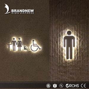 Brandnewsign 3D ADA Brallie targa LED Toliet segnaletica segnaletica personalizzata piccolo insegne per toilette retroilluminata a Led - Product Image 1