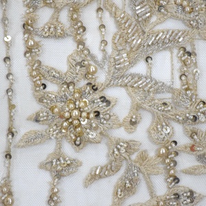 Tissu de dentelle à fleurs 3d Main <span class=keywords><strong>insaisissable</strong></span> Dentelle perlée de haute qualité Paillettes Tissu de dentelle de tulle français HY0773-7 - Product Image 4