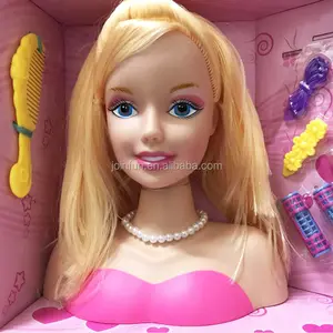 2018 hot 公主女孩塑料造型娃娃头训练，定制新款塑料风格配件乙烯头娃娃工厂