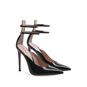 Di grandi Dimensioni Ultime <span class=keywords><strong>scarpe</strong></span> Col Tacco Alto Estate <span class=keywords><strong>Scarpe</strong></span> Cinturino Alla Caviglia Tacchi A Spillo Delle Signore Pattini di Vestito Punta a punta <span class=keywords><strong>Nero</strong></span> <span class=keywords><strong>Lucido</strong></span> Tacco Alto Pompe - Product Image 2
