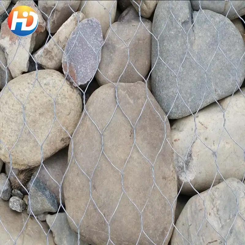 Kotak Gabion Heksagonal Galvanis untuk Dinding Penahan