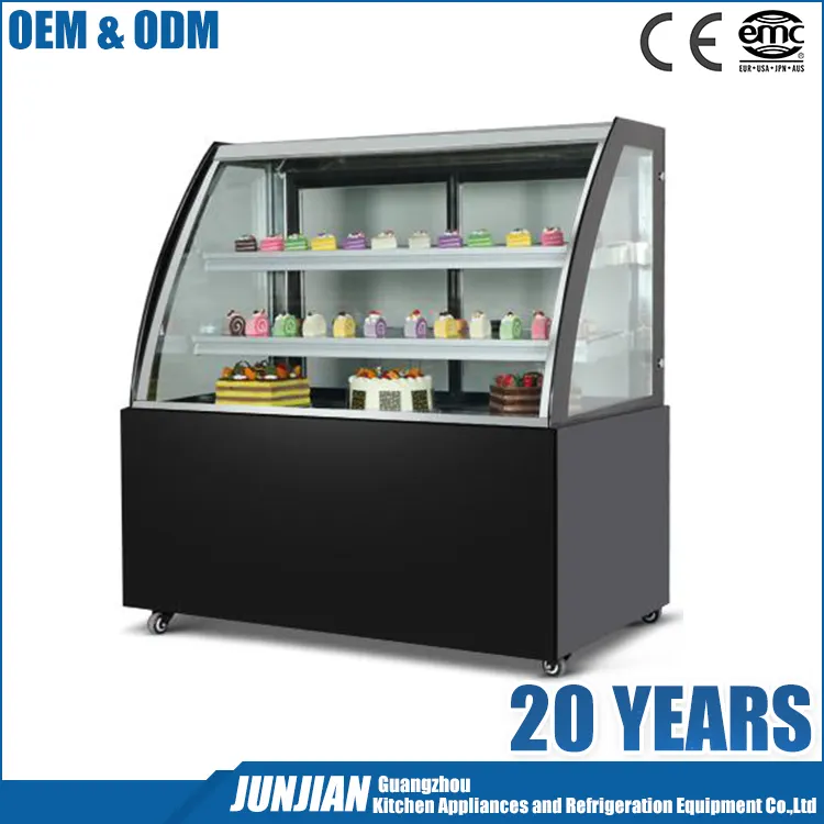Junjian mostrar bolo de Vidro Comercial balcão frigorífico bolo armário de exposição a frio