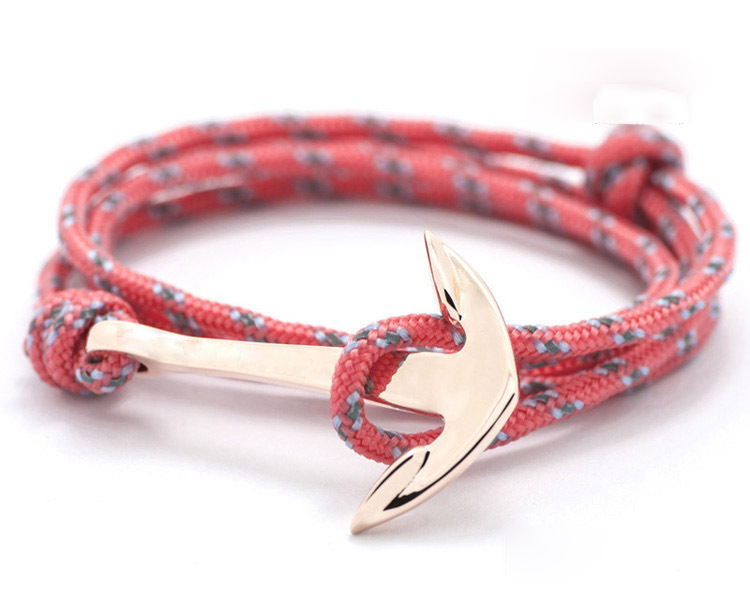 Alibaba populaire vente bijoux argent charme logo/marque gravé rouge multi corde nautique bracelet pour hommes et femmes