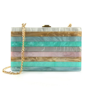 Custom Wholesale Fashion White Striped Hard case <strong>Wedding</strong> Acrylic Box Evening <strong>Clutch</strong> <strong>Bag</strong> - Product Image 3