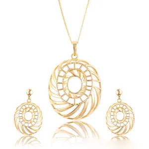 63668 Xuping Eco-friendly special designs popular oval shaped 18k gold plated two pieces jewelry set