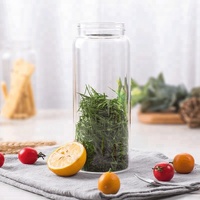 Bocal en verre alimentaire en gros, épaisseur 2,5 mm, à large ouverture, avec couvercle en bois à vis, résistant aux hautes températures, barrière anti-humidité