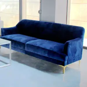 Sofá seccional para sala de estar, mueble de esquina de madera contrachapada, estilo europeo, color azul del mar, Alemania