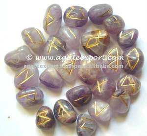 Juego de piedras rúnicas amatistas al por mayor, runas amatistas, piedras semipreciosas artesanales, juego de piedras espirituales - Product Image 1