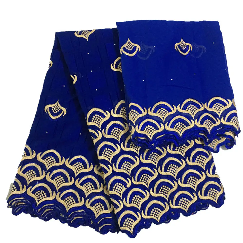 Beautifical royal blue veil embroidered fabric cotton voile lace ML47R07