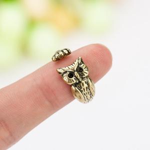 new design ladies finger ring fashion metal antique bronze vintage animal owl ring