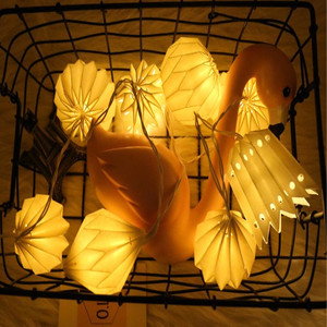 Ấm trắng LED Đèn lồng tròn Pin hoạt động Cổ Tích giáng sinh Vòng hoa ánh sáng cho đám cưới trang trí nhà lấy cảm hứng từ Giấy origami - Product Image 6