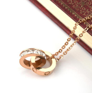 Kalung Cincin Ganda Wanita, Kalung Lingkaran Suasana Hati Berukiran Huruf Liontin Kustom - Product Image 3