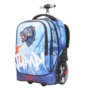 Wholesale Blue Boys Trolley School Backpack With Large Wheeled Backpacks for Students Custom Primary Children Bag