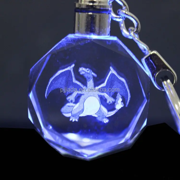 Offre Spéciale cadeau d'anniversaire Personnalisé LED Pokemon Go Porte-clés En Cristal