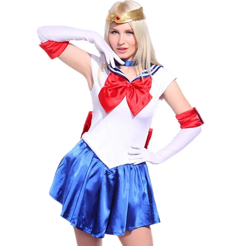 Disfraz de sailor girl para adultos, disfraz de cosplay de dibujos animados, bonito y sexy, en stock