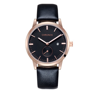 2016 Nuevos regalos del acero inoxidable <span class=keywords><strong>movimiento</strong></span> hombres <span class=keywords><strong>reloj</strong></span> de cuarzo banda de cuero <span class=keywords><strong>reloj</strong></span> hombre - Product Image 2