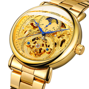 Montre à phases lunaires <span class=keywords><strong>de</strong></span> marque chinoise Forsining, nouvelle montre automatique <span class=keywords><strong>de</strong></span> luxe en acier inoxydable, Reloj Hombre - Product Image 2