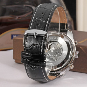 Jaragar-relojes automáticos para hombre, marca de lujo, orologio uomo, Estilo <span class=keywords><strong>vintage</strong></span>, descuento, de cuero genuino, OEM - Product Image 5