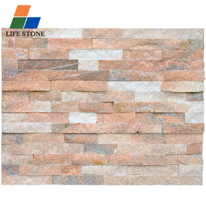 Bán buôn ngoài trời tường gạch đá xếp chồng lên nhau bảng điều khiển tự nhiên màu hồng thạch anh đá Ốp Veneer đá tấm Tường - Product Image 1