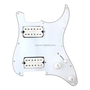 Plaque blanche avec 2 Micros Humbucker Chargé Pickguard pour Strat Guitare ST W-B-W HH012WH
