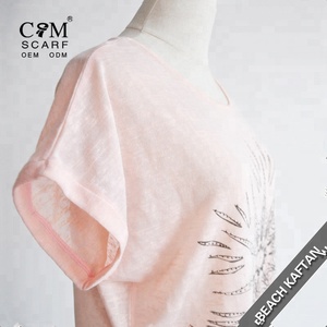 <span class=keywords><strong>2018</strong></span> nueva llegada mujeres impresión túnica Casual vestido de algodón túnica - Product Image 3