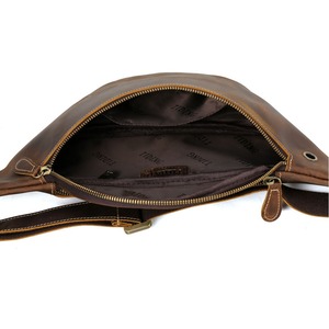 Sac à banane en <span class=keywords><strong>cuir</strong></span> véritable Crazy Horse pour <span class=keywords><strong>homme</strong></span>, Logo rétro personnalisé, en <span class=keywords><strong>cuir</strong></span> véritable, Crazy Horse, sac à porter à la taille - Product Image 4