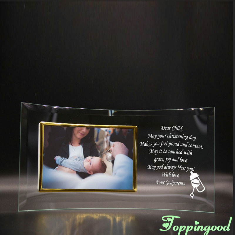 Пользовательская гравировка стеклянная детская фоторамка для сувенира на день крещения