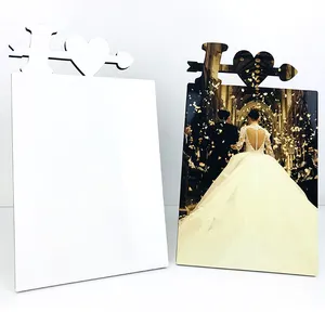 Marco de fotos personalizado de madera en blanco para impresión de sublimación, diseños individuales, regalo de boda